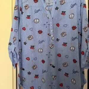 Top No Bounderies 3/4 sleeve lace yoke  XL (17)